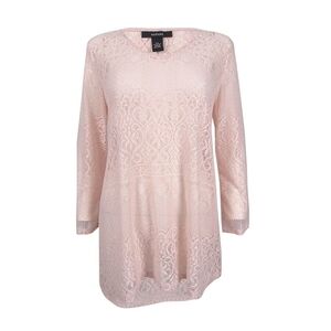 Alfani Blush Lace Long Sleeve Top